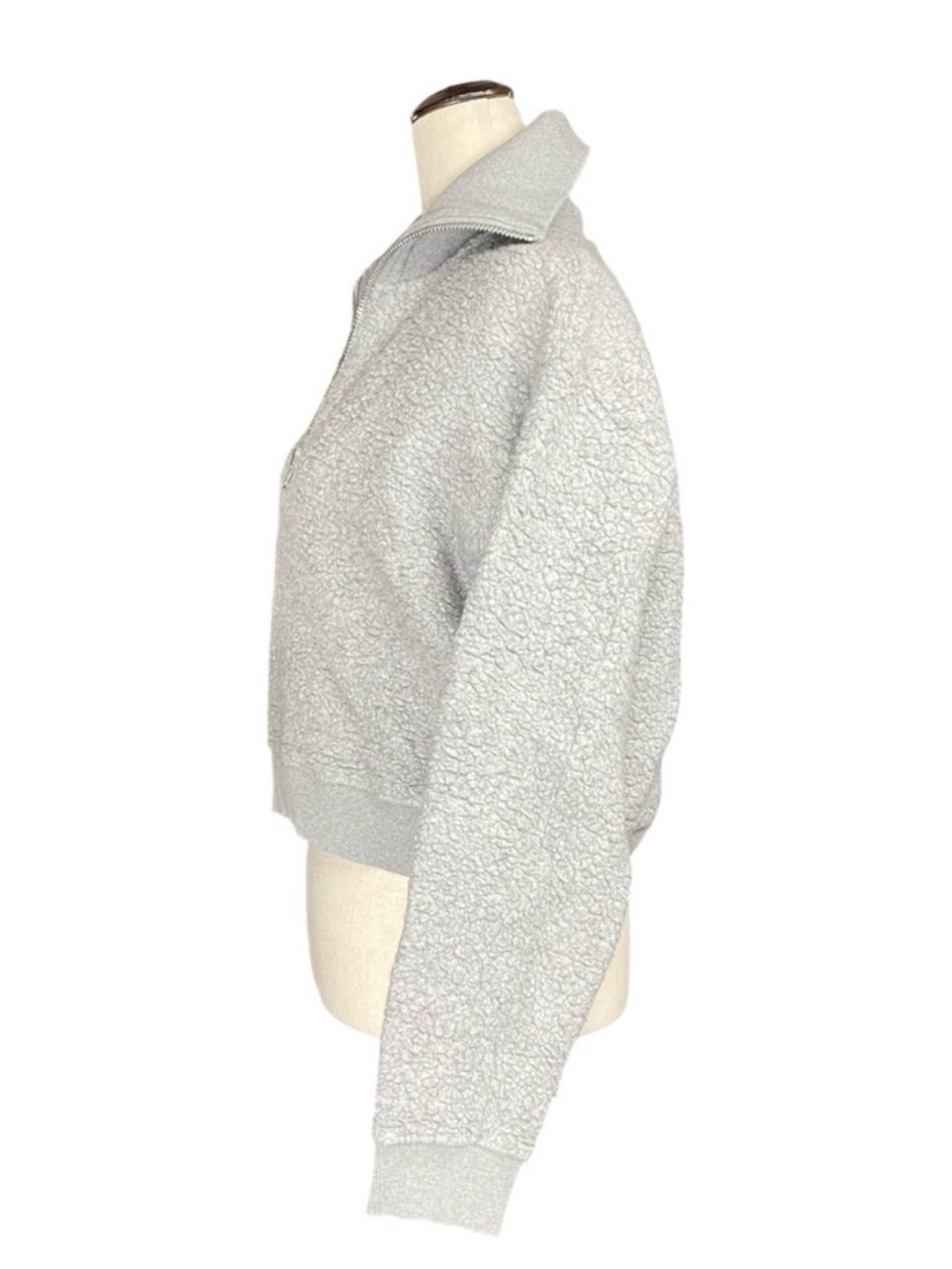 Acne Studios Branca Wool Fleece Grey Quarter Zip Sweater Sz M - Picture 4 of 7